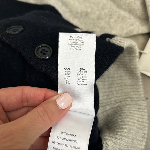 NEW Mother Denim The Letterman Sweater cashmere cardigan jacket navy gray XS - Picture 6 of 11